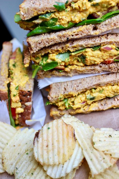 Chickpea Curry Salad Sandwich | Zheelicious Curry Sandwich, Curry Salad, Chickpea Sandwich, Chickpea Salad Sandwich, Easy Summer Dinners, Sandwich Ingredients, Side Dishes For Bbq, Chickpea Curry, Delicious Sandwiches