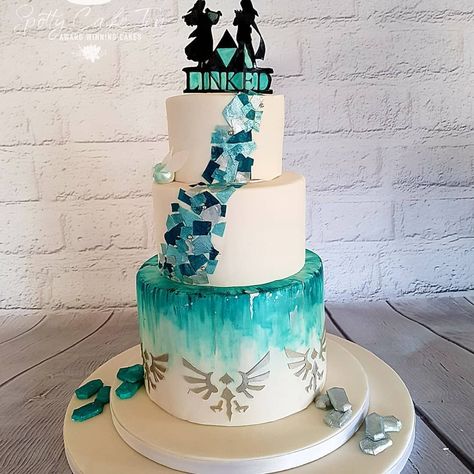 Zelda Wedding Cake, Legend Of Zelda Cake, Loz Wedding, Legend Of Zelda Wedding, Nola Elopement, Gamer Wedding Cake, Gaming Wedding Cake, Geek Wedding Cake, Zelda Cake