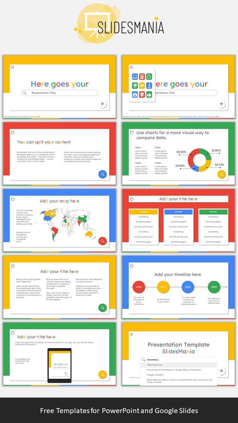 @eduGOOGdroid from Twitter was looking for a slide deck based on Material Design and featuring Google colors. He sent us his idea, and we made this template out of it. We have also added a hamburger menu with some hyperlinks. You can replace the icons for ones that best represent your topic and then update the links to their corresponding slides. Once it’s done, you can use it as a slide presentation, or you can download it as a PDF that readers can browse through the links. Google Powerpoint Template, Google Ppt Template, Google Presentation Design, Presentation Slide Design, Hamburger Menu, Presentation Slides Design, Powerpoint Slide Designs, Slide Deck, Presentation Design Layout