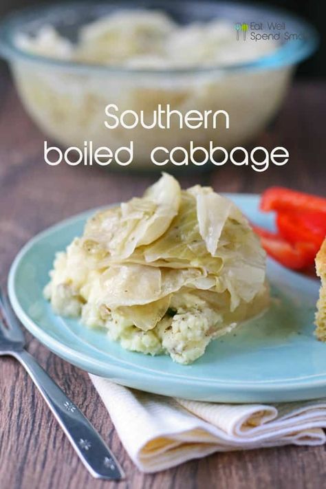 Boiled cabbage: Southern-style - Eat Well Spend Smart Boiled Cabbage Recipe, Boil Cabbage Recipe, Down Home Cooking, Cabbage Recipes Southern, Cabbage Diet, Boiled Cabbage, Cooking Mama, Cabbage Recipe, Cooked Cabbage