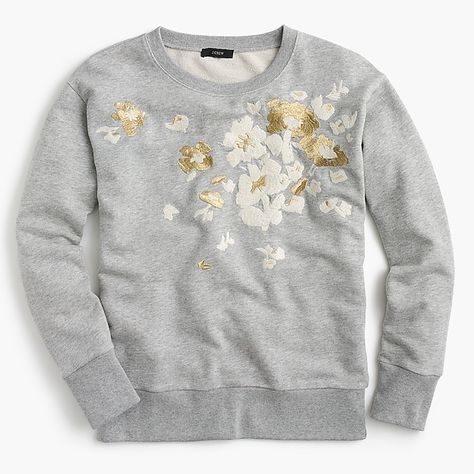 women's embroidered flower sweatshirt - women's knits Embroidered Flower Sweatshirt, Dressy Sweatshirt, Flower Sweatshirt, Embroidered Sweatshirt, Jcrew Women, Knitting Women, Embroidered Sweatshirts, Crew Sweatshirts, Embroidered Flowers