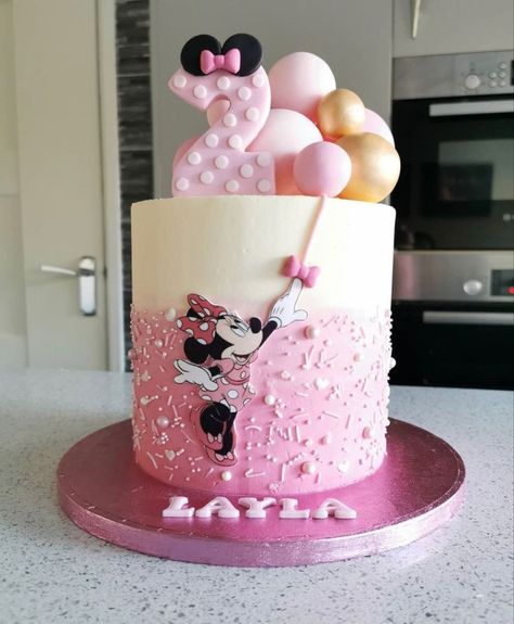 Minnie Mouse Princess Cake, One Tier Minnie Mouse Cake, Minnie Mouse Birthday Cake Ideas 2nd, Minnie Bday Cake, Cake 2 Year Baby Girl, Mini Mouse Cake Birthdays, Minnie Mouse Birthday Party Ideas 2nd Cake, Τουρτα Minnie Mouse, 5 Year Birthday Cake