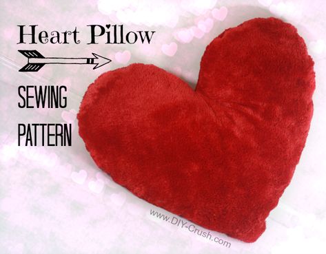 Free Valentines Day Heart Pillow Sewing Pattern | DIY Crush Heart Pillow Pattern Sewing Free, Heart Pillow Sewing Pattern, Heart Shaped Pillow Diy Free Pattern, Sew Heart Pillow, Heart Shaped Pillow, Pillow Sewing, Trendy Sewing Projects, Heart Pillows, Trendy Sewing Patterns