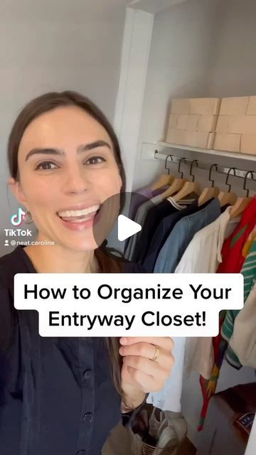 Caroline Solomon on Instagram: "How to organize your entryway closet! #homeorganization #closetorganization #carolinesolomonhome" Store Shoes In Closet, Front Hall Closet Organization, Entryway Closet Organization, Coat Closet Organization, Entryway Closet, Closet Hacks, Coat Closet, How To Organize, Closet Organization