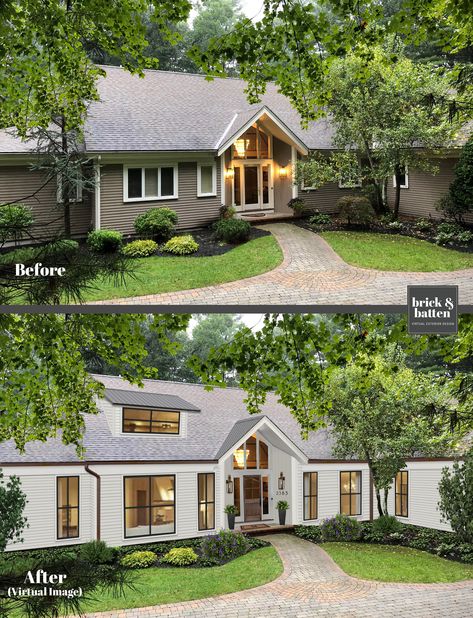 6 Exterior Improvements to Crush Curb Appeal | brick&batten Dormer Window, House Makeovers, Plans Architecture, Home Exterior Makeover, Exterior Renovation, Exterior Makeover, Exterior Remodel, After Pictures, Before And After Pictures