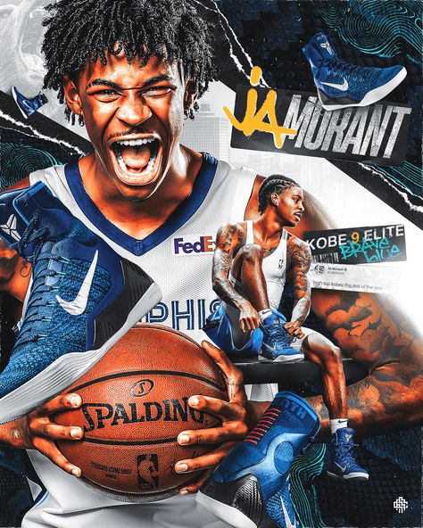 Ja Morant Collage, Bball Drills, Ja Morant Style, Kobe 9, Nba Basketball Art, Sports Design Inspiration, Jersey Nike, Basketball Photography, Nba Sports