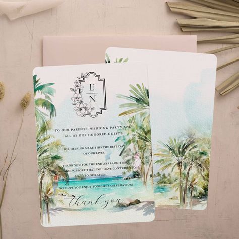 Palm Tree Wedding Invitations, Beach Monogram, Tropical Bridal Shower Invitations, Tree Wedding Invitations, Beachy Wedding, Tropical Beach Wedding, Tropical Bridal, Tropical Bridal Showers, Couples Shower Invitations