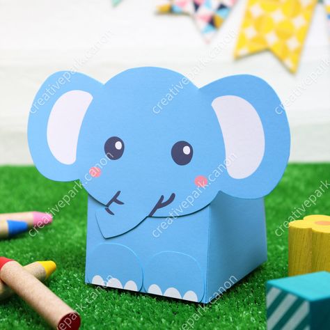 Animal Box Craft, Elephant Crafts For Preschool, Elephant Crafts For Kids, Elephant Paper Craft, Elephant Craft, Paper Elephant, Animal Masks For Kids, 3d Elephant, Elephants Playing