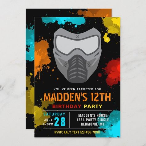 Paintball Birthday Invitation | Paintball Party - tap/click to personalize and buy  #paintball #birthday #invitation, #party #birthday, Paintball Invitations, Paintball Birthday Party, Teen Birthday Invitations, Paintball Birthday, Paintball Party, Birthday Party For Teens, 13th Birthday Parties, Invitation Party, Teen Party