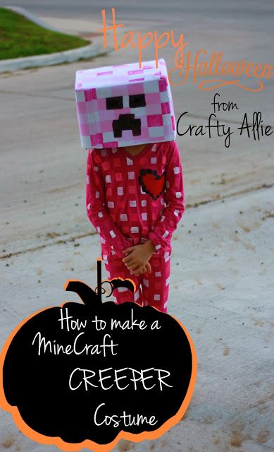 http://www.craftyallieblog.com/2013/10/minecraft-creeper-costume.html -- this is a girl's version of a creeper, obviously James would want a green version, but this has a great method for painting the outfit. Minecraft Halloween Costume, Steve Costume, Minecraft Heads, Creeper Costume, Minecraft Diy, Minecraft Costumes, Creeper Minecraft, Hallowen Ideas, Minecraft Steve