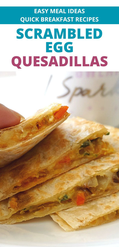 Stack of scrambled egg and cheese quesadillas Egg Quesadilla, Bhurji Recipe, Egg Bhurji, Cheese Quesadillas, Cilantro Chutney, Buttered Vegetables, Egg And Cheese, Eating Breakfast, Cheese Quesadilla