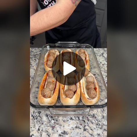 TikTok · Food Dudes Meatball Subs Easy, Easy Meatball Subs, Baked Meatball Subs, Meatball Hoagie, Food Dudes, Meatball Sub Recipe, Hot Dog Bun, Easy Meatball, Dude Food