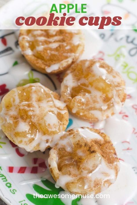 If you find yourself strapped for time during the holidays, you should check out this recipe for Apple Cookie Cups. Made with sugar cookie mix and apple pie filling, half the work is already done for you from the start! It's so easy, and you can substitute any other pie filling of your choice to customize the recipe. #cookies #Apple #Christmas Holiday Meals Christmas, Quick Thanksgiving Desserts, Apple Cookie, Sugar Cookie Cups, Apple Pie Cookies, Apple Christmas, Thanksgiving Desserts Easy, Sugar Cookie Mix, Apple Pie Filling