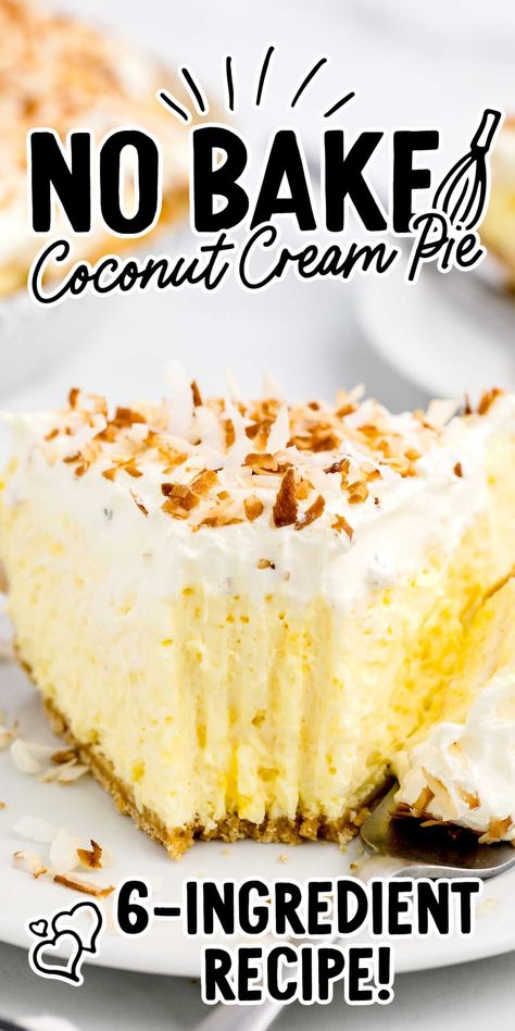 Creamy, tropical, and easy to make, this dreamy no-bake coconut cream pie is a delight to enjoy. No Bake Coconut Cream Pie, Coconut Creme Pie, Coconut Cream Pie Easy, Best Coconut Cream Pie, Cream Pie Filling, Baking Nuts, Baking Recipes Pie, Coconut Cream Pie Recipes, Tropical Desserts