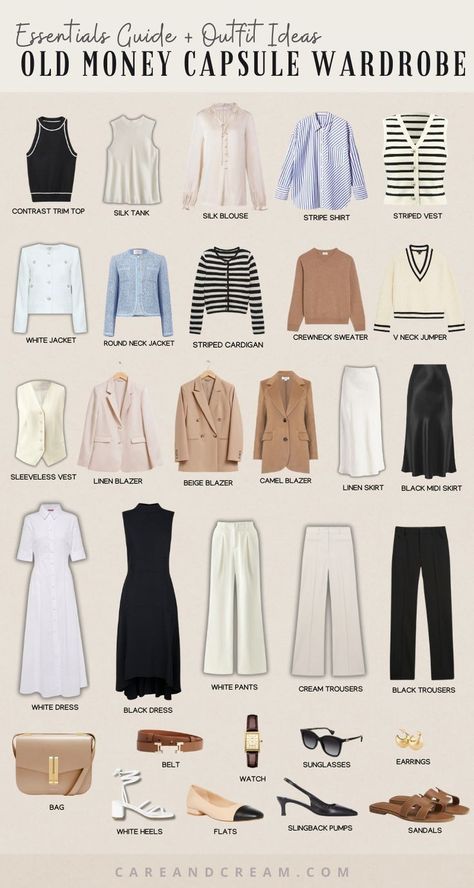 Old Money Capsule Wardrobe, Luxury Capsule Wardrobe, Look Old Money, Old Money Outfit Ideas, Outfits Timeless, Essentials Outfit, French Outfits, Chic Capsule Wardrobe, Wardrobe Challenge