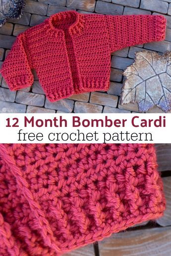 If you have a little lady that needs a cute little cardigan, this free pattern is for you! Whip up a 12 month size of the Bomber Cardi! via @ashlea729 Crocheted Sweaters, Crochet Baby Ideas, Crochet Baby Blanket Beginner, Crochet Baby Sweater Pattern, Crochet Baby Sweaters, Crochet Baby Sweater, Baby Sweater Patterns, Crochet For Babies, Crochet Baby Cardigan