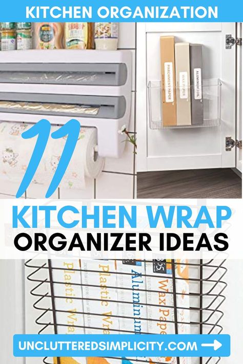 Looking for ways to organize your kitchen more efficiently? Let these kitchen wrap organizer ideas inspire you! Diy Kitchen Wrap Organizer, Pantry Door Organizer Ideas, Foil Organizer Kitchen Storage, Foil Storage In Pantry, Organizing Foil And Plastic Wrap, Pantry Door Organization, Kitchen Drawer Organization Ideas, Kitchen Wrap Organizer, Aluminum Foil Storage