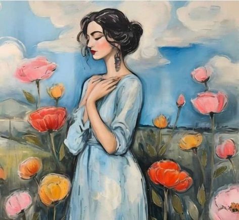 Kind and Gentle Souls around the World | The sooner the better .. | Facebook Girly Drawings, Painting Gallery, Romantic Art, Dreamy Art, Canvas Art Painting, Original Fine Art, Artwork For Sale, Portrait Art, Abstract Art Painting