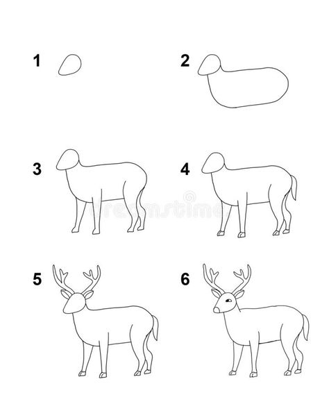 How To Draw Reindeer Step By Step, Step By Step Deer Drawing, Deer Doodle Easy, How To Draw A Deer Easy, Deer Drawing Easy Step By Step, Deer Sketch Simple, How To Draw A Reindeer, How To Draw A Deer, Deer Drawing Simple