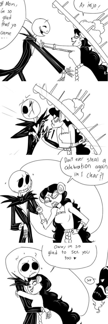 Jack and his parents AU Book Of Life Jack Skellington, Jack And Sally Comic, Jack The Pumpkin King Fanart, The Skellington Family, Jack Skellington Parents, Jack Skellington And His Parents, Sally And Jack Fanart, Jack The Skeleton Fanart, Jack Skellington Parents Au