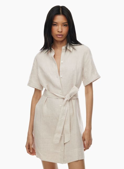 ELETA LINEN MINI DRESS curated on LTK Beige Shirt Dress, Wedding Sweatshirts, Beige Shirt, Flare Top, Linen Shirt Dress, Linen Mini Dress, Linen Maxi Dress, Aritzia Wilfred, Women Midi