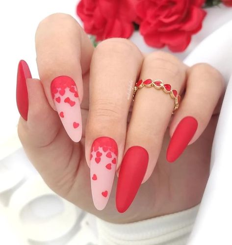 Nude Pink Nails, Red Nail Ideas, Red Chrome Nails, Nail Vinyls, Nail Stencils, Rose Nail Art, Nails Matte, Romantic Nails, Heart Nail