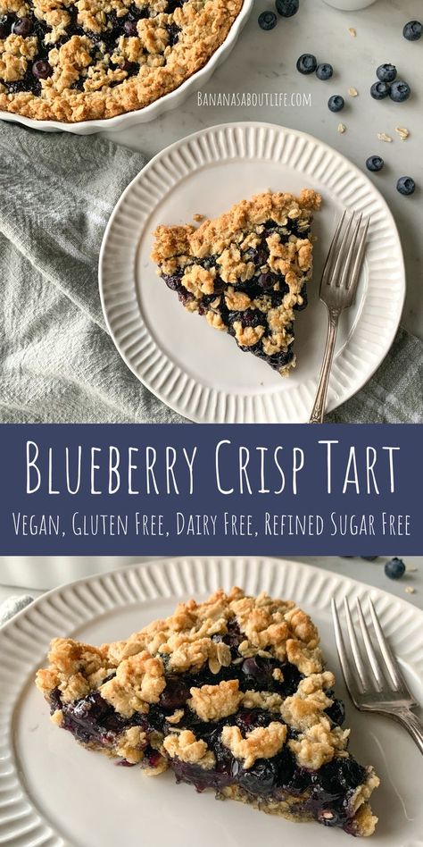 Blueberry crisp tart Blueberry Crisp Gluten Free, Gluten Free Dairy Free Recipes Breakfast, Gluten Free Blueberry Recipes, Healthy Blueberry Desserts, Gluten Free Dairy Free Recipes Dessert, Gluten Free Blueberry Crisp, Gluten Free Blueberry Cobbler, Gluten Free Dairy Free Recipes Dinner, Almond Flour Desserts