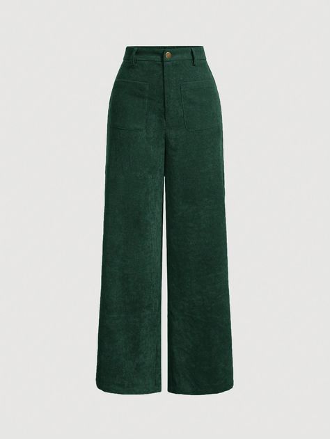 Women's Casual Solid Color Straight Corduroy Pants ,Back To School Clothes,Frenchies,Work,Brunch,School Clothes,Teacher Pants,70s Outfit,Dress Pants,Western Pants Dark Green Casual   Woven Fabric Plain Straight Leg Non-Stretch  Women Clothing, size features are:Bust: ,Length: ,Sleeve Length: Colored Corduroy Pants, Teacher Pants, Pants Western, Back School Outfits, Western Pants, 70s Outfit, Dark Green Pants, Back To School Clothes, 70s Outfits