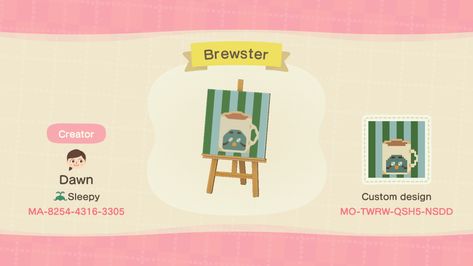 I created this custom design to make your own Brewster Cafe with the Stand diy. ENJOY! Acnh Brewster Design, Acnh Brewster, Cafe Stall, Coffee Stall, Acnh Custom Design, Animal Crossing Custom Designs, Christmas Market Stall, Acnh Patterns, Nordic Snowflake