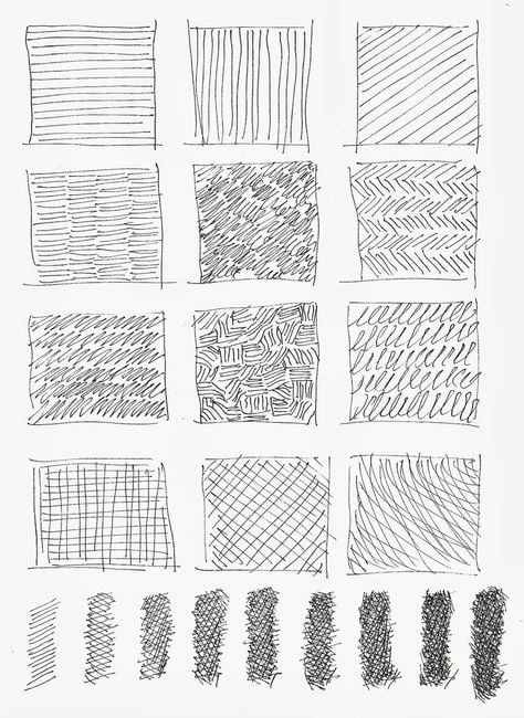 Linear Art, Texture Drawing, Free Hand Drawing, Principles Of Art, Drawing Exercises, Basic Drawing, Drawing Practice, Hand Drawing, Drawing Lessons