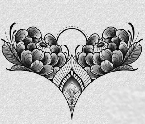 Under Bust Tattoo Design, Flower Back Piece Tattoo, Chest Piece Women, Japanese Sternum Tattoo, Dotwork Chest Tattoo, Large Lower Back Tattoo, Ornamental Underboob Tattoo, Underboob Mandala Tattoo, Chest Mandala Tattoo