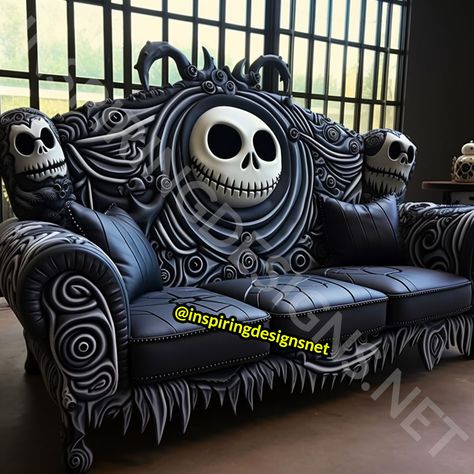 Nightmare Before Christmas Bedding, Nightmare Before Christmas Pictures, Lavish Living Room, Nightmare Before Christmas Gifts, Jack Nightmare Before Christmas, Christmas Sofa, Nightmare Before Christmas Wallpaper, Jack Skeleton, Spooky Stuff