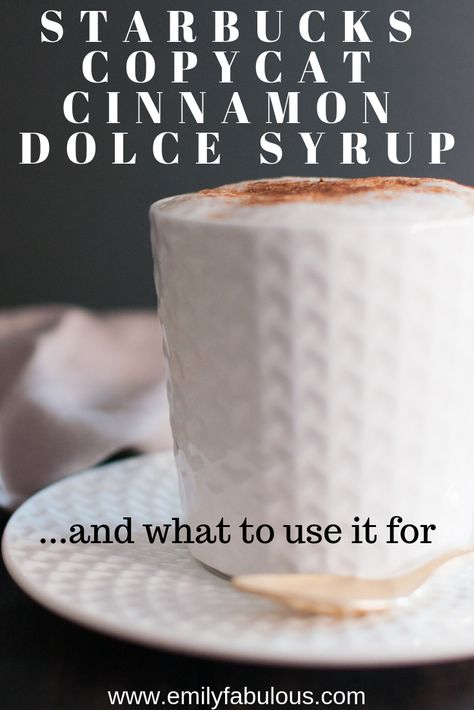 Quick and Easy recipe to make Cinnamon Dolce Syrup at home inspired by Starbucks. You probably have all the ingredients in your pantry already so why not save money and make your own? #starbuckscopycat, #starbuckssyrup, #diystarbucks, #starbucksrecipe, #cinnamondolce, #cinnamonsyrup Starbucks Cinnamon Dolce Syrup, Hot Coffee Recipes, Cinnamon Dolce Latte Recipe, Easy Coffee Drinks Recipes, Homemade Coffee Syrup, Coffee Recipes Hot, Cinnamon Dolce Syrup, Cinnamon Dolce Latte, Diy Cinnamon