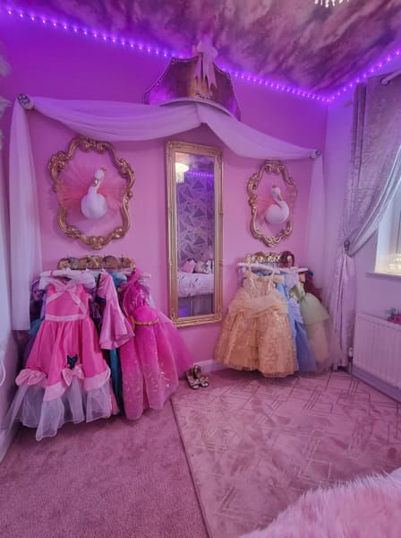 Princess Theme Room Ideas, Girl Room Themes Little Princess, Princess Room Ideas Toddler, Princess Bedroom Ideas Toddler, Princess Room Aesthetic, Princess Theme Room, Princess Room Ideas, Princess Playroom, Toddler Princess Room