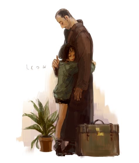 Leon: the professional ART - Leon and Mathilda Matilda And Leon Art, Natalie Portman Leon, Leon Matilda, Mathilda Lando, The Professional Movie, Jean Reno, Professional Wallpaper, Jack Kerouac, Movie Wallpapers