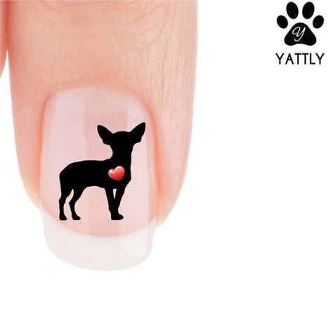 "My Heart" Chihuahua Nail Art Decals (Now! 50% more FREE) Chihuahua Nail Art, Chihuahua Silhouette, Silhouette Nails, White Pug, Westminster Dog Show, Nail Art For Kids, Chihuahua Mom, Puppy Art, Nail Art Decals