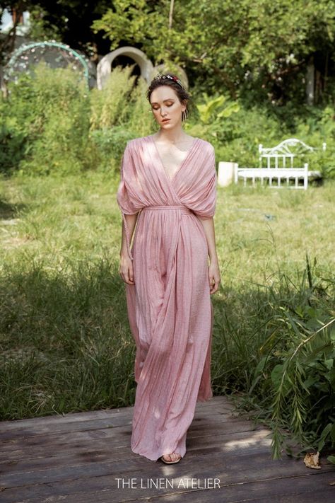 Greek Style Dress, Modest Bridesmaid Dress, Iris Goddess, Goddess Wedding Dress, Linen Summer Outfits, Greek Goddess Dress, Greek Dress, Goddess Outfit, Bridesmaid Dresses Boho