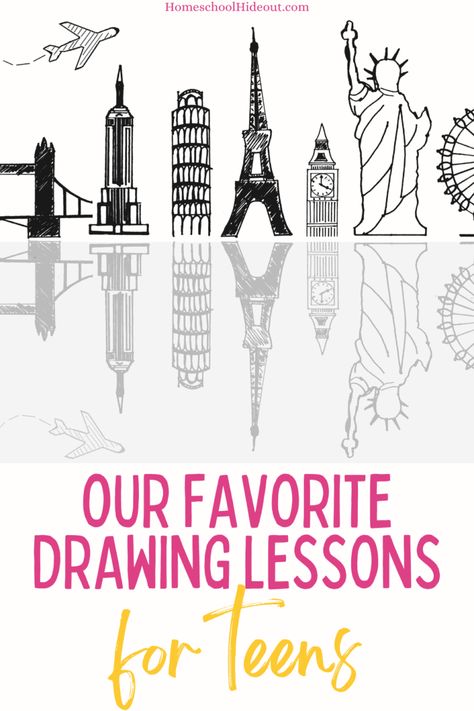 Drawing for Teens with Sparketh - Homeschool Hideout Drawing Projects For Middle School, Drawing Lessons Middle School, Highschool Art Project Ideas, High School Drawing Projects, Drawing Ideas For Teens, High School Drawing, Unique Art Projects, Easy Art Lessons, Teaching Drawing