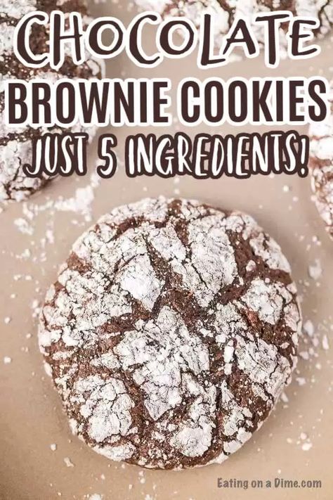 Try this easy Chocolate Brownie Cookies recipe. They are easy to make with brownie mix boxes. Learn how to make chocolate brownie mix cookies from a box. These cookies made from box mixes are fudgy, chewy and perfect for Christmas. These fudge brownies cookies can be made with only 5 ingredients and everyone loves them! #eatingonadime #cookierecipes #browniecookies #christmasdesserts #dessertrecipes Brownie Mix Recipes, Crackle Cookies, Brownie Mix Cookies, Cake Box Cookies, Grasshopper Pie, Craving Sweets, Chocolate Brownie Cookies, Peppermint Brownies, Cookie Brownie Recipe