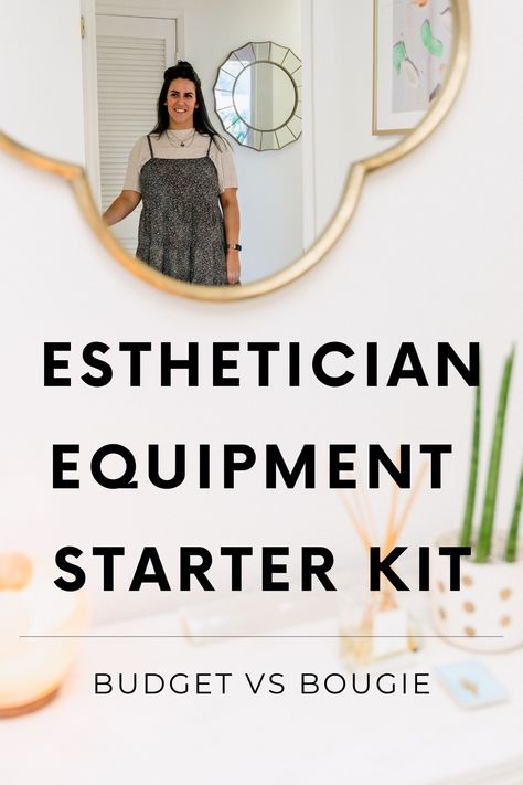 Esthetician Supplies Organization, Esthetician Table Set Up, Spa Room Ideas Estheticians Bohemian, Best Esthetician Products, Esthetics Room Set Up Skincare Tools, Med Spa Organization, Esthetician Facial Set Up, Floating Shelves Esthetician Room, Mobile Facial Spa Ideas