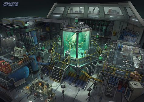 ArtStation - The Jennifer Morgue - Blue Hades Research Lab Sci Fi Laboratory Concept Art, Scifi Lab, Sci Fi Laboratory, D20 Modern, Scifi Interior, Isometric Map, The Bottom Of The Ocean, Cyberpunk Rpg, Futuristic Building