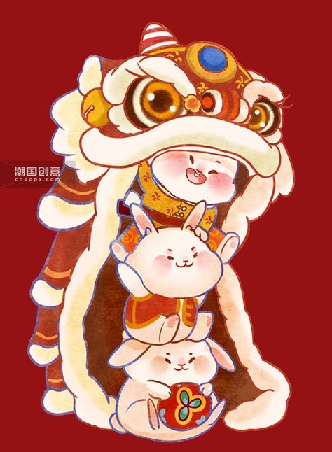 Chinese New Year Pictures, Chinese New Year Wallpaper, New Year's Drawings, Chinese Lion Dance, Chinese New Year Design, New Year Illustration, New Year Art, Lion Dance, New Years Poster