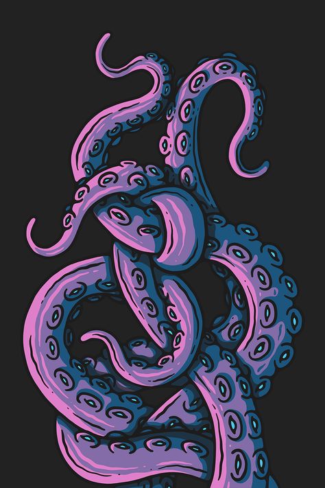 Purple Tentacle Aesthetic, Octopus Tentacles Illustration, Octopus Graphic Design, Tentacles Drawing Reference, Octopus Art Illustration, Tentacles Illustration, Octopus Background, Octopus Tentacles Art, Tentacles Drawing