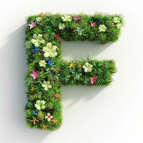 F letter flower green graphics. | free image by rawpixel.com / Tanat Chittirungsan Plant Letters, Plants Collage, Aesthetic Pngs, Experimental Type, F Letter, Font Layout, Letter Flower, 3d Font, Web Design Resources