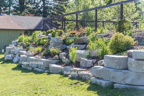 Rosetta Outcropping Wall Stone - Product Spotlight Retaining Wall Construction, Backyard Retaining Walls, Freestanding Wall, Backyard Dreams, Bluestone Patio, Stone Retaining Wall, Landscaping Retaining Walls, Rustic Aesthetic, Free Standing Wall