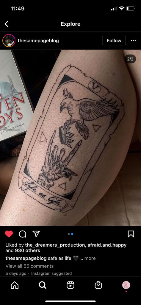 The Raven Cycle Tattoo Ideas, Trc Tattoo, The Raven Cycle Tattoo, Raven Cycle Tattoo, Ravenhood Trilogy Tattoo, Cycle Tattoo, The Raven Boys, Bookish Tattoos, Raven Cycle