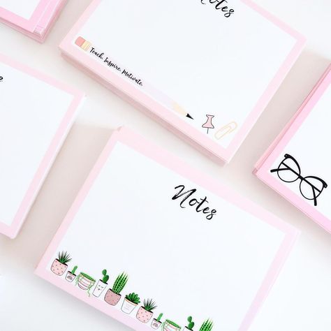 Denise | Illustrator + Artist on Instagram: “💗✨ COMING SOON ✨💗 Notecards have been redesigned and they’re ready for new homes! I’ve always loved designing notecards but was never 💯…” Notecard Design Ideas, Note Pads Ideas, Notecard Design, Notepad Diy, Writer Shirts, Stationary Ideas, Memo Pad Design, Pretty Stationery, Paper Business