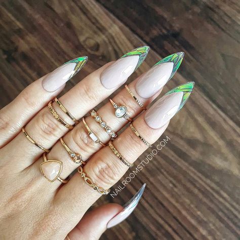 Rainbow French Nails, Rainbow French, Toes Nails, Dragon Glass, Glass Transparent, Nail Remover, Nails Set, Broken Glass, Rainbow Nails