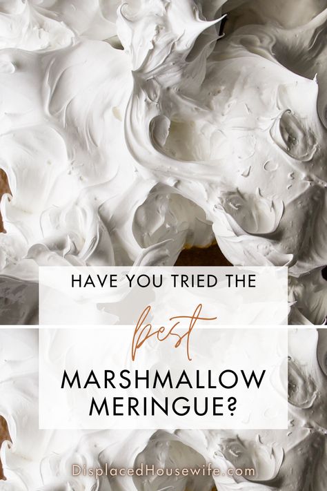 The easiest marshmallow meringue -- delicious toasted or not! xo Marshmallow Meringue Frosting, Toasted Meringue Frosting, Toasted Marshmallow Frosting, Marshmallow Drizzle, Marshmallow Meringue Recipe, Marshmallow Meringue, Toasted Meringue, Marshmallow Topping, Caramel Cookies Bars