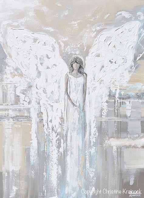 Abstract Angel Painting, Giclee Print Abstract, Angel Of Love, Love Spiritual, Hydrangea Painting, Angel Wall Art, Cream Decor, Spiritual Paintings, Angel Artwork